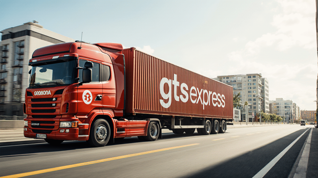 Cena-urbana-realista-mostrando-chegada-de-caminhao-de-mudancas-com-logo-gts-express_