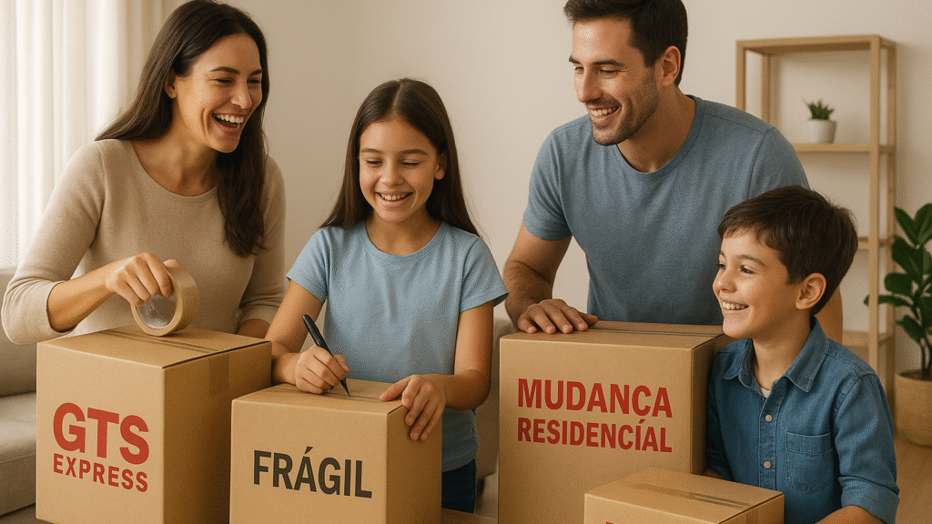 Familia-sorridente-embalando-caixas